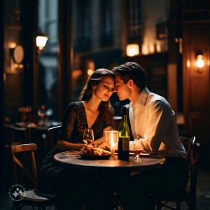 couple in parisian dining room